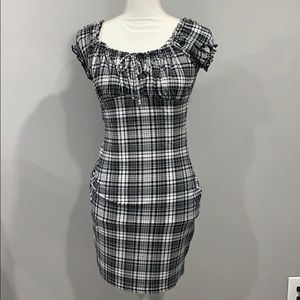 Ultra Flirt Black & White Plaid BodyCon Mini Dress